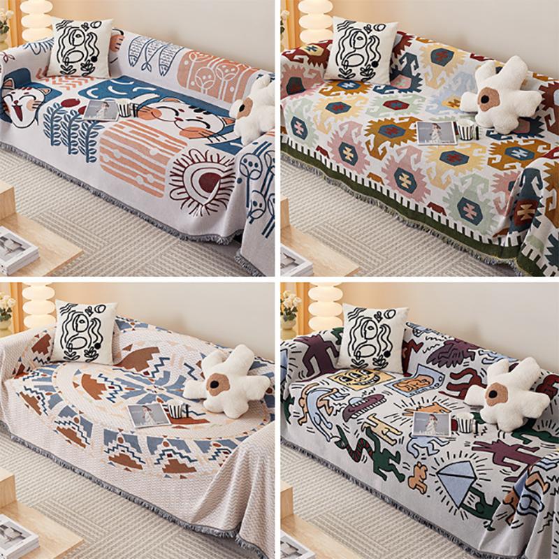 Prosop de Sofa Chenille Boem Universal Anti-alunecare Husă de Canapea Pernă Lavabilă la Mașină Husă de Scaun Husă de Sofa Durabilă