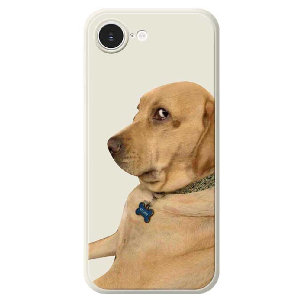 For iPhone 16e Case Yellow Dog Pattern Printing Straight Edge TPU Phone Back Cover