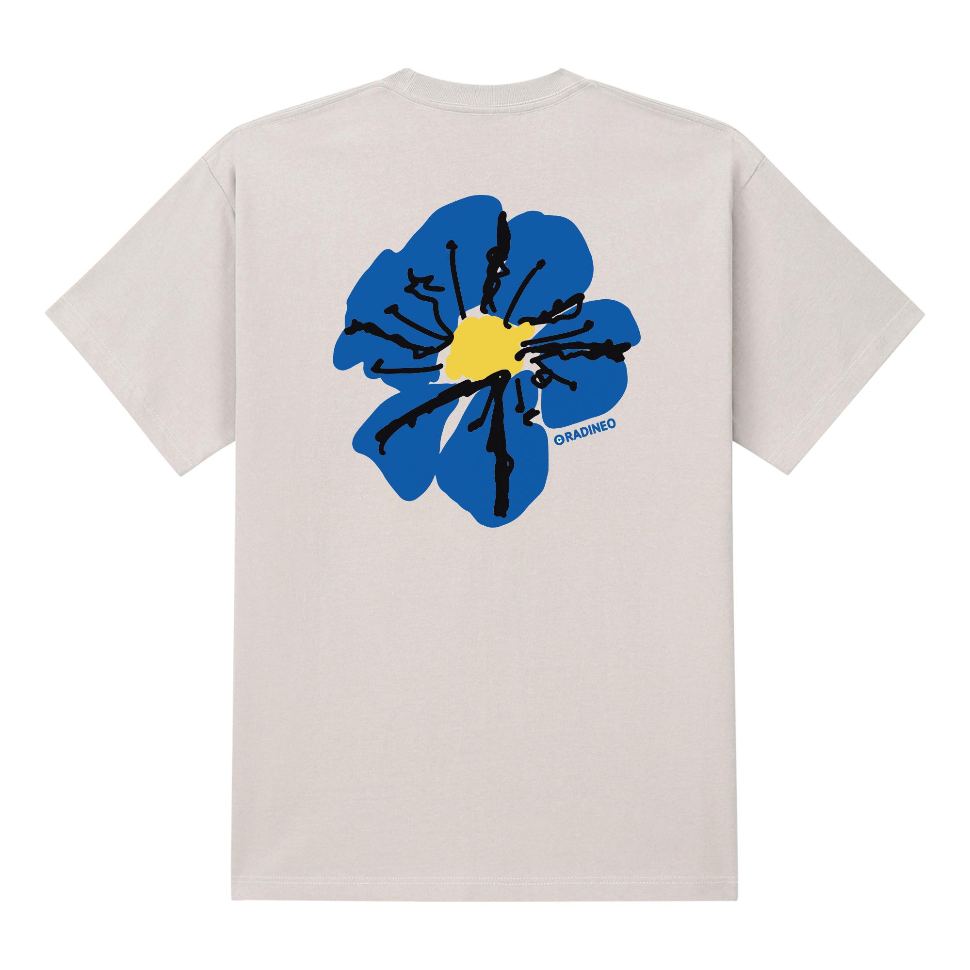 Radineo Blue Flower Short Sleeve T-Shirt Beige S