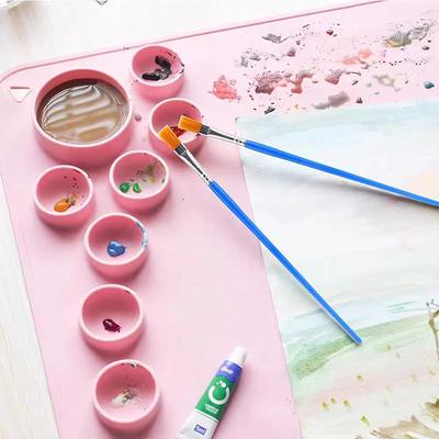 Çocuk Renkli El İşi Eğitici Silikon Çizim Matı Yıkanabilir Kolay Temizlenir Yapışmaz Grafiti Yeniden Kullanım Pedi Kaymaz Boyama Paleti Bardak