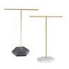 Marbled T-Shape Jewelry Rack Metal Necklace Holder Jewelry Tree Bracelet Display Stand Organizer with Hex Base