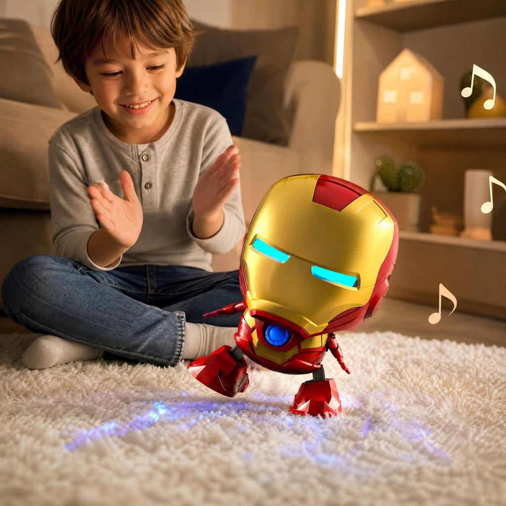 Children's Rechargeable Dancing Robot Toy with Lights and Music