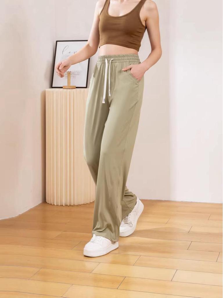 Ice Silk Women's Wide-Leg Quick-Dry Summer Pants - Sun-Protection, Lightweight, Trendy, Petite Fit