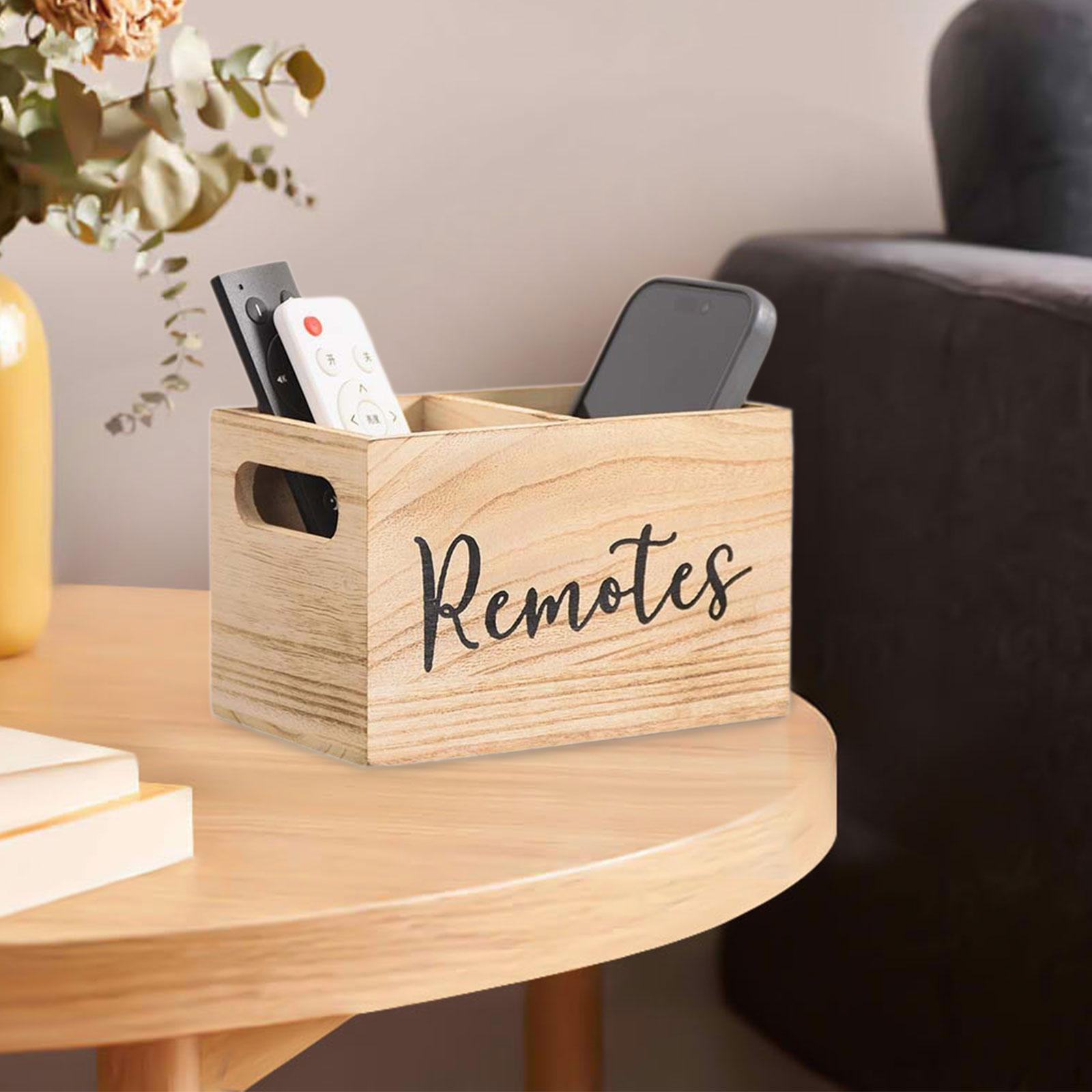 

Держатель для пульта дистанционного управления, Органайзер с 2 отделениями, Деревянная коробка для хранения в стиле фермерского дома для карандашей