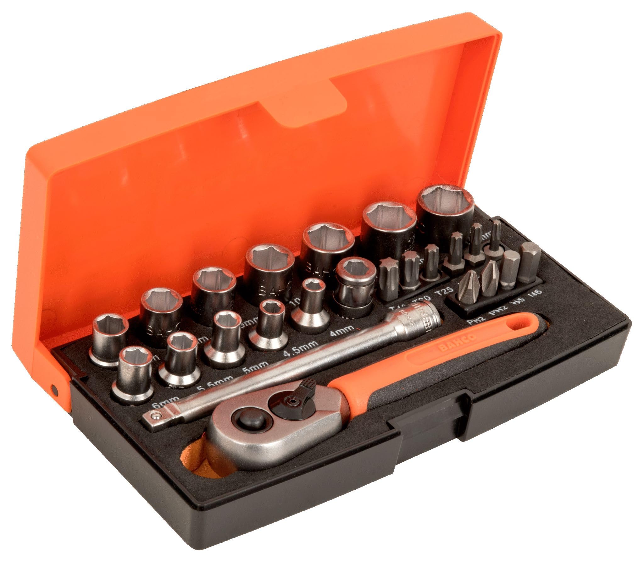 

BAHCO 1/4 Socket Wrench Set, SL25, 6.35mm Drive, 25 Pieces, 1 Set