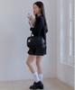 ANOETIC Crack Leather Pleats Shorts_Black