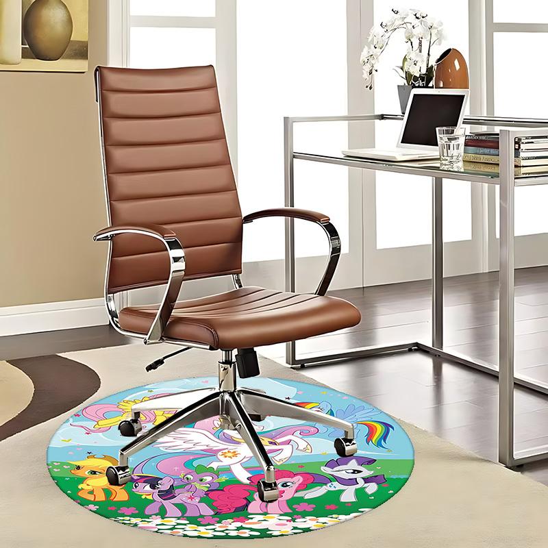 

1pc My Little Pony Round Carpet - Anime Cartoon Design, Office Chair Mat, Non-Slip Rug for Home Decor, Living Room, Bedroom, Game Room, Dormitory, Bir 80cm by 80cm