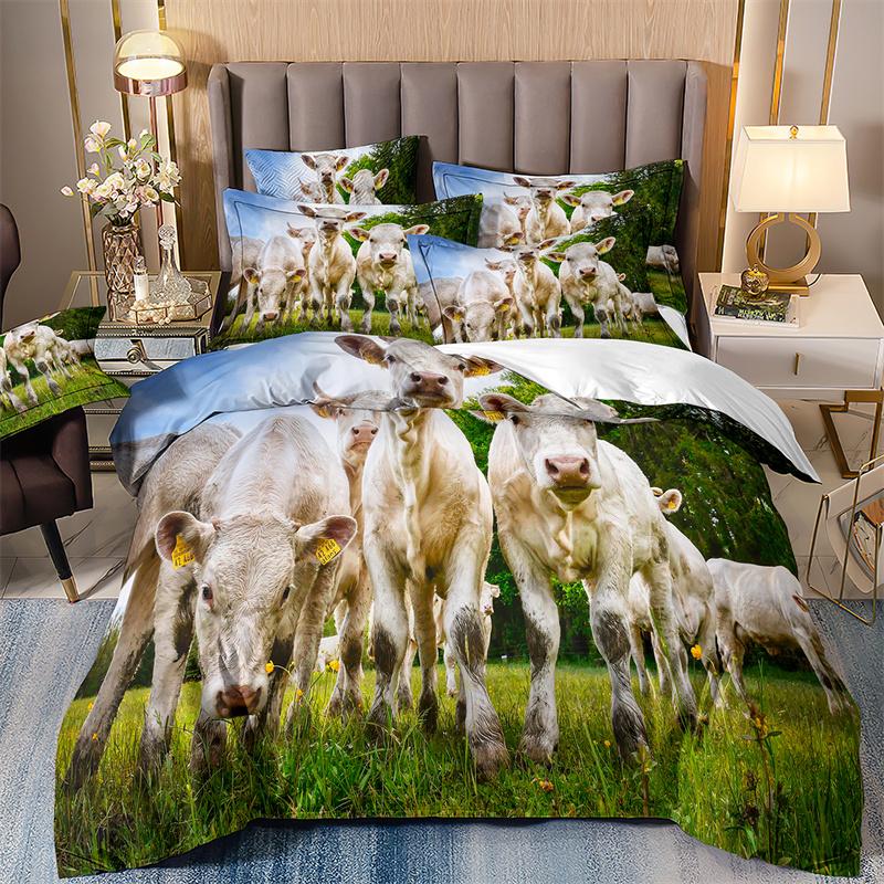 King Size Bedding Set For Adults,Duvet Cover,Print Cock,Hen, Sheep,Cow,hamster,Animal, Poultry,Double Bed Cover With Pillowcases