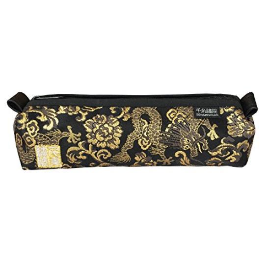 

Nishijin Brocade Pencil and Gold [Senshishuin] Case/Pouch (with lining) (Black Dragon)