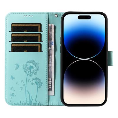 For iPhone 14 Pro Leather Case Wallet Phone Cover Dandelion Imprint