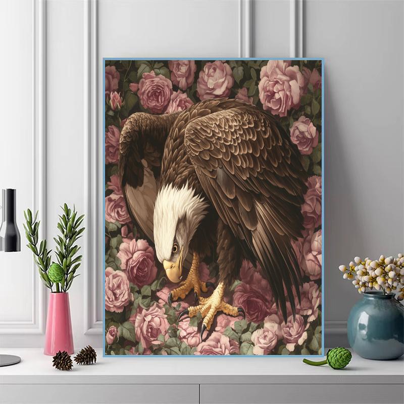 Eagle and vintage roses Pattern  3pcs 100% Round Full Drill 5D DIY Diamond Painting Embroidery Cross Stitch Rhinestone Décor