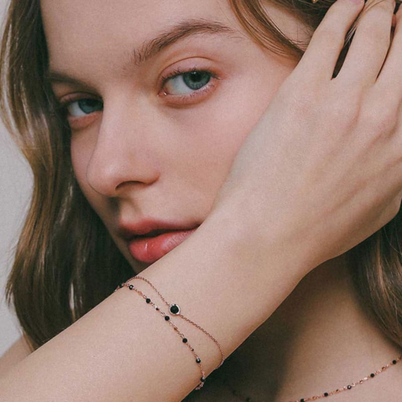 

J.Lauren Rose Gold Spinel Chain Silver Bracelet B01035 single type