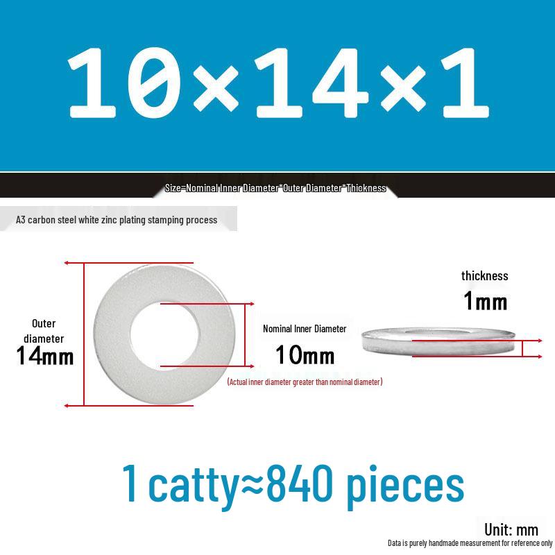 Extra Thick Galvanized Iron Flat Washer, Round, M3-M62