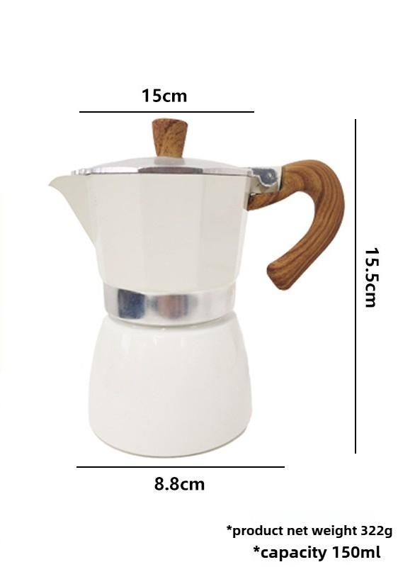 Double Valve Moka Pot With Vintage Wooden Handle Food Grade Aluminum Italian Espresso Maker 150ml Stovetop Coffee Maker For Home Camping Cafe