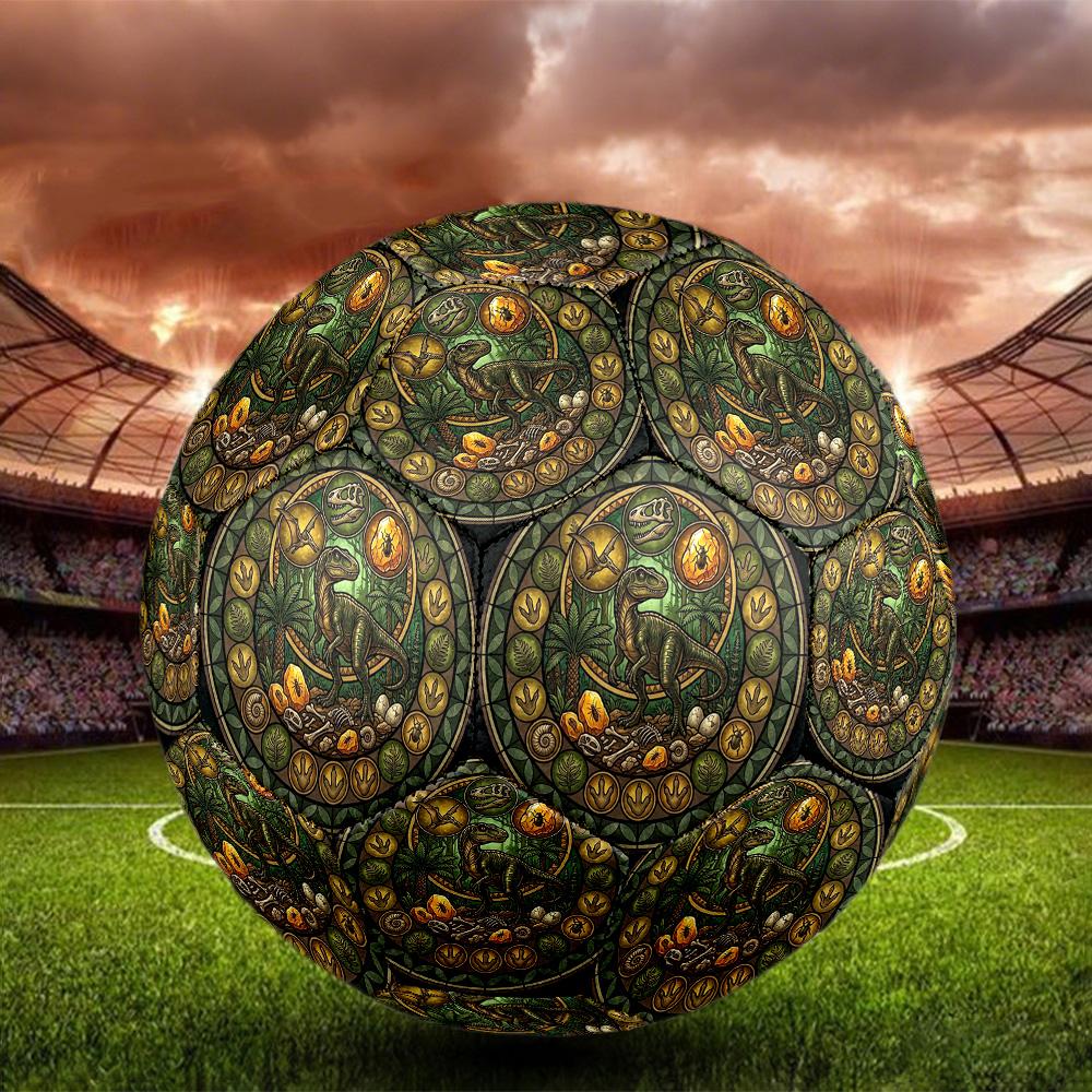 Dinosaur Fossil Glass Round Football Size 5 Adult Ball Suitable for Training Matches and Outdoor Team.