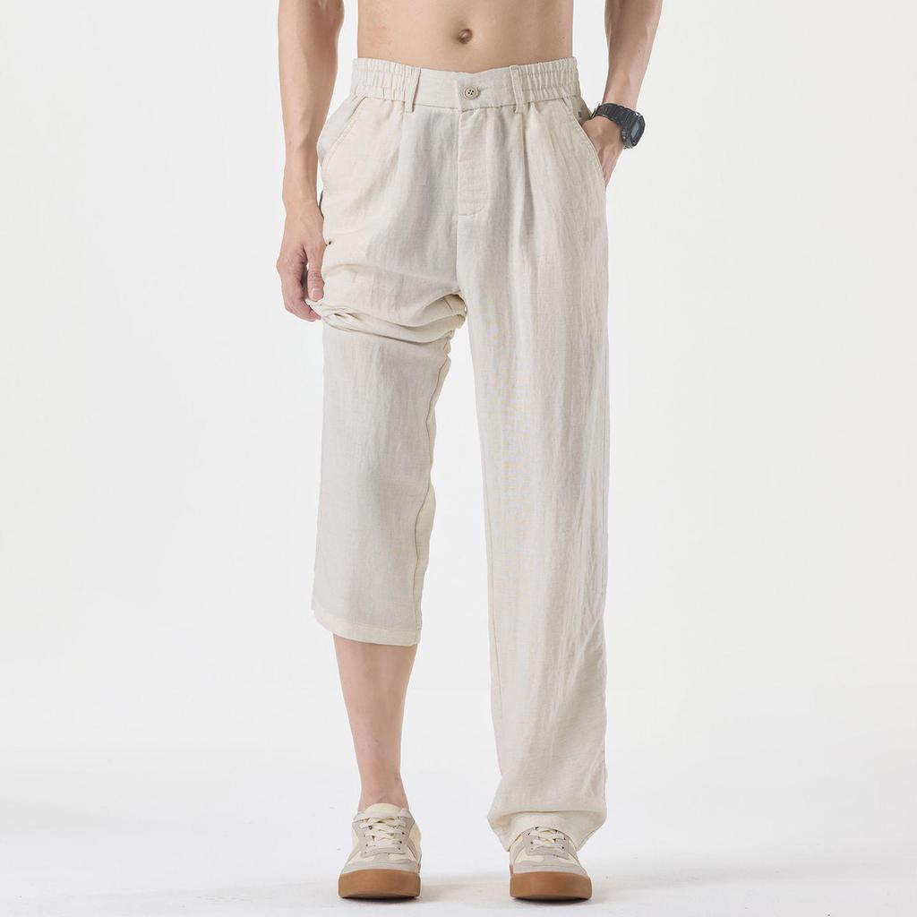 Men's Premium Tencel Linen Summer Pants - Lightweight, Wrinkle-Resistant, No-Iron, Loose Fit, Straight Leg Trousers.