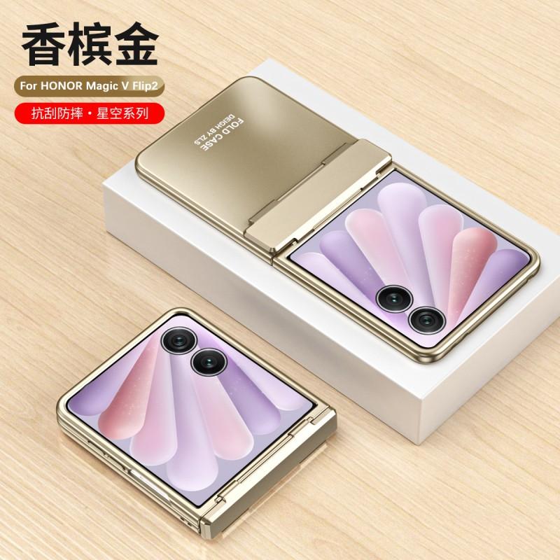 Luxury Electroplated Hinge Cover Honor Magic V Flip 2 Foldable Phone Case Shockproof Scratch Resistant PC Shell