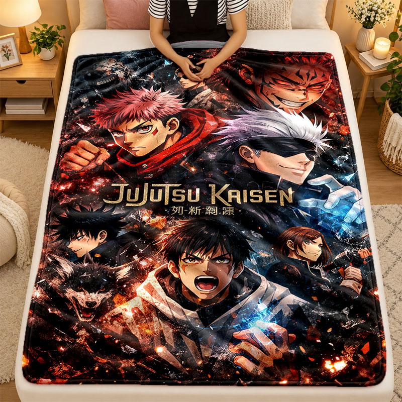 Flannel BlanketJujutsu Kaisen Warm Soft Throw Blanket for Indoor Sofa Bed Living Room Use