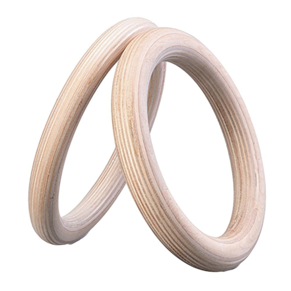 Solid Birch Wooden Gymnastics Rings Pair for Effective Fitness Training
