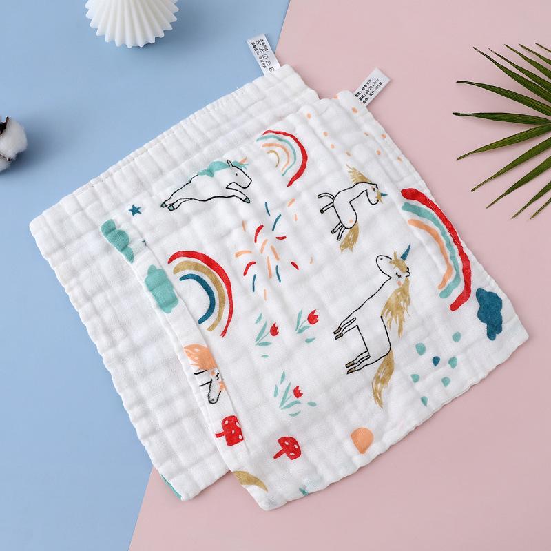 High-Density Pure Cotton Baby and Toddler Towel Set: Cartoon Drool Bib & Thin Hand Towel