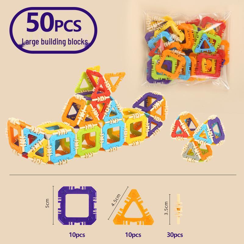 Large Plastic Building Blocks with Windows - Educational Interlocking Toy for Kindergarten
