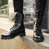 Militärstiefel aus Naturwolle für Herren, Arbeitsschuhe mit Stahlkappe, Winter Herren Echtleder Arbeitsstiefel, Cowboy Taktischer Stiefel Herren Winterstiefel