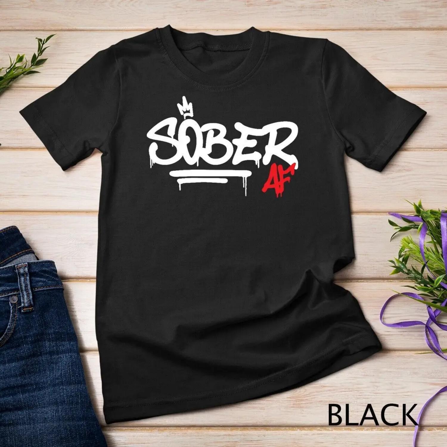 Sober AF Graffiti AA NA Recovery T shirt S чёрный