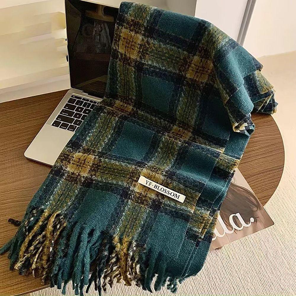 Tassel Thermal Neck Warmer Wool Long Scarves Korean Style Thickened Shawl for Women Girls Maiden