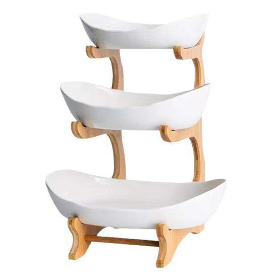 Yousheng Storage Tray with Stable Wood Frame Elegant Modern Oval Design Tray Space-Saving Organizer for Fruits Vegetables Snacks