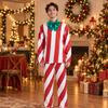 Christmas-Themed Adult Costume Two-Piece Striped Holiday Long-Sleeved