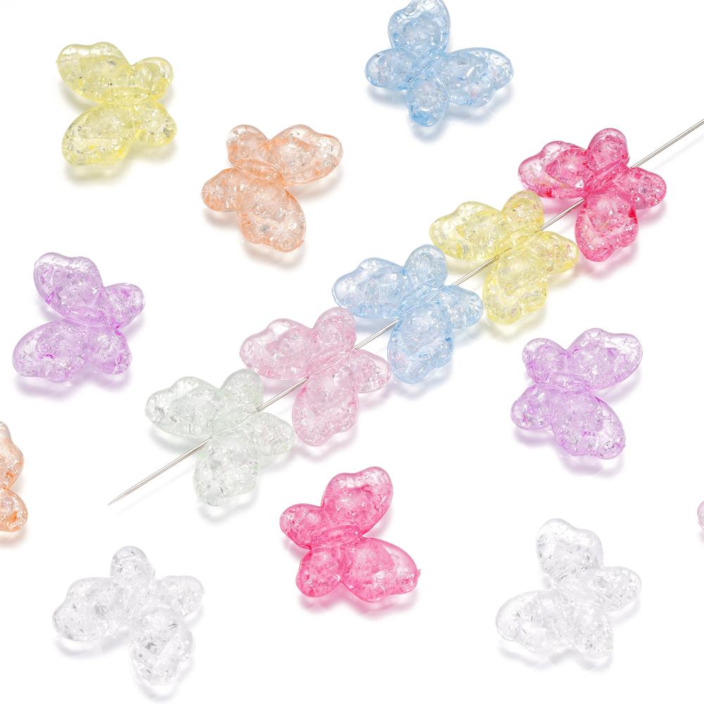 10-20 Stück 18mm Schmetterling Rissige Acrylperlen Transparent Halsketten Abstandshalter Perlen Für Armband Anhänger DIY Schmuckherstellung Zubehör