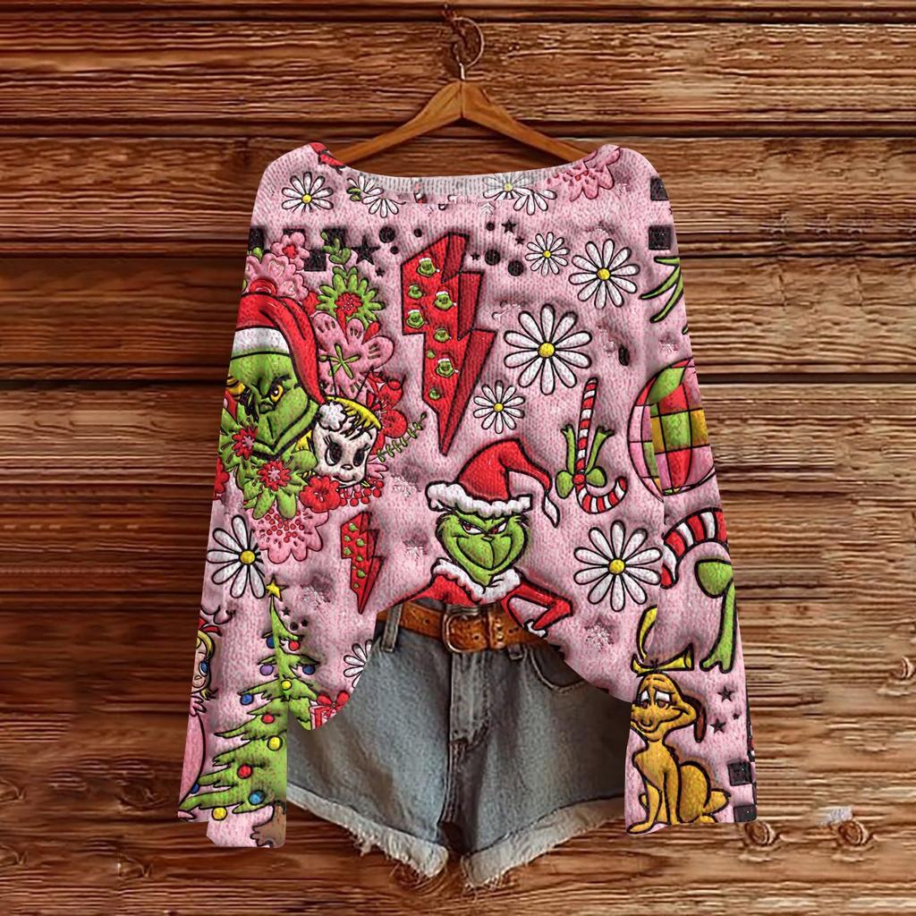 Christmas Sweatshirts For Women Knit Sweater Cute Shirt Fall Crewneck Pullover Tops