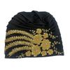 Cappello Turbante Pieghettato Ricamato con Perline di Lusso per Donne Copricapo Africano da Donna Berretto Musulmano Turbante Fasce per la Testa da Donna