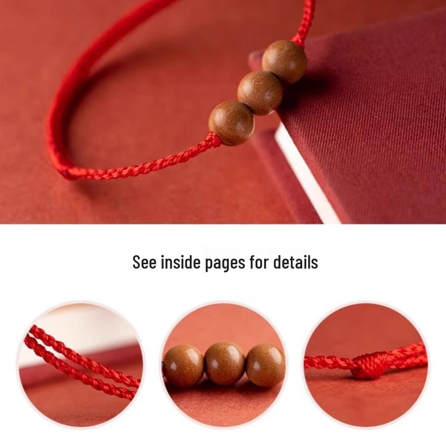 Peach Wood Red String Good Luck Bracelet for All Ages