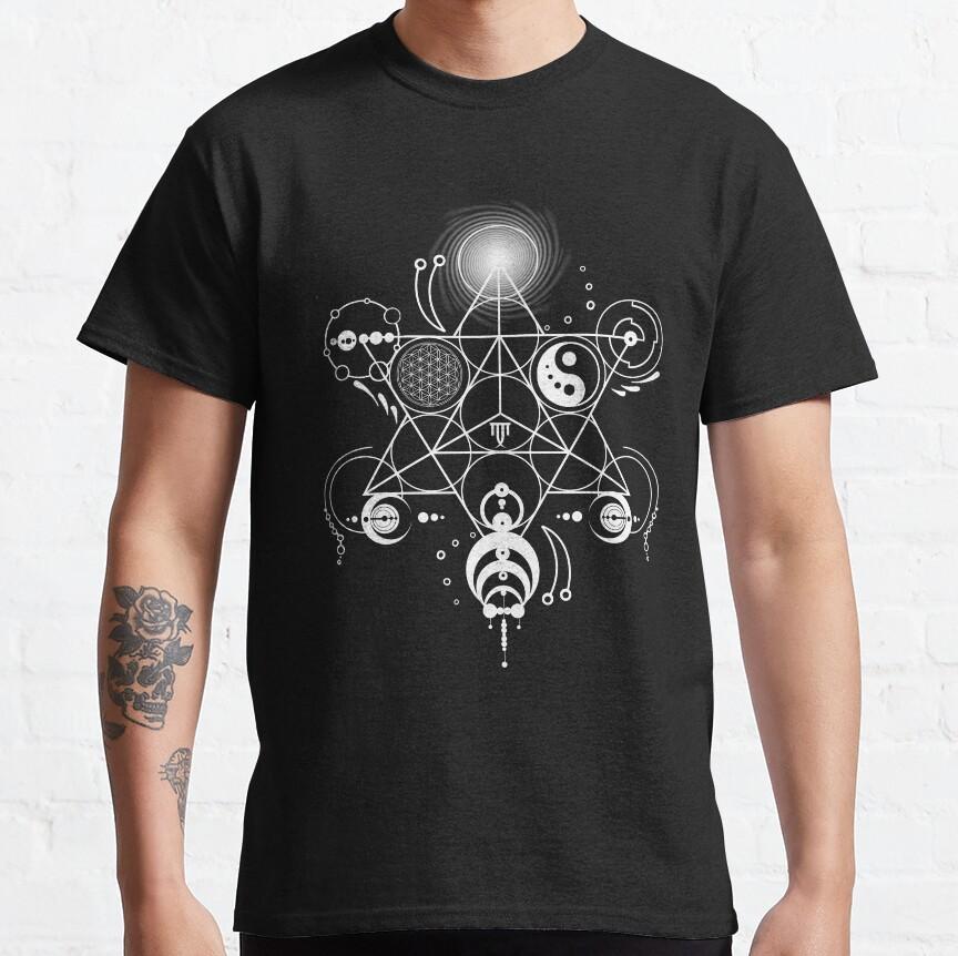 Aum Mandala Sacred Geometry T-Shirt for Men Spiritual Magic Zen Symbol 100% Cotton Printed T Shirt for Man Plus Size Clothing