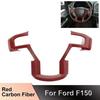 Red Carbon Fiber Central Console Steering Wheel Cover Trim For Ford F150 2015-20