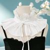 Vintage Ruffle Stand False Collar with Ribbon Tie for Women Victorian Detachable Neck Ruff Decorative Shawl Cape Boleros