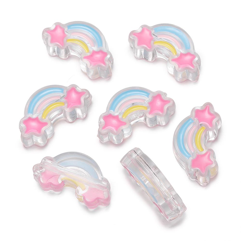 5Pcs/Lot Acrylic Dripping Oil Rainbow Beads Loose Spacer Beads for Jewelry Making Handmade DIY Bracelet Necklace Accessory