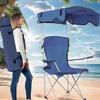 Outdoor Single Chair with Ceiling & Cup Holder Large Camping Lawn Chair Sun Protection Folding Fishing Chair for Poolside Travel