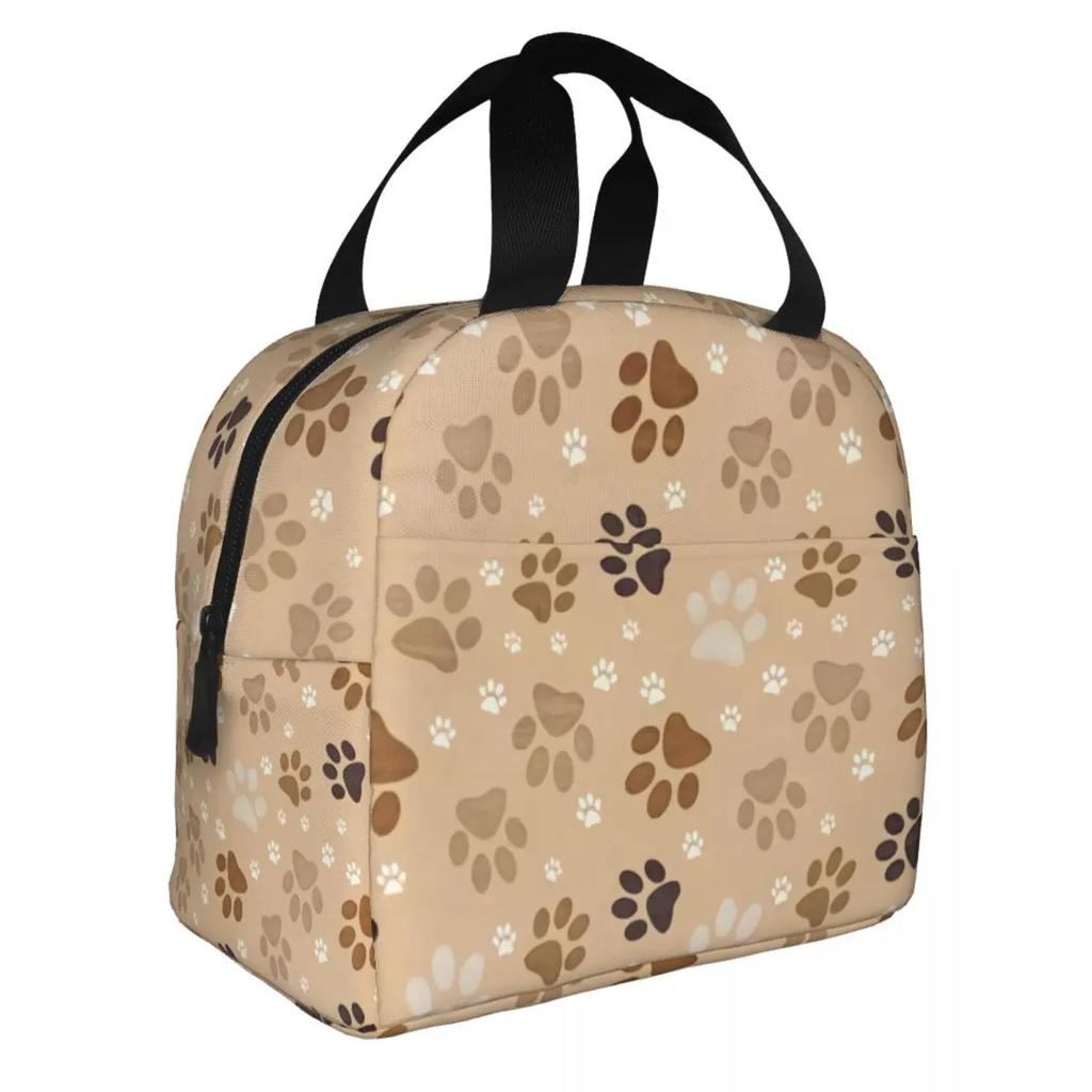 Hot Sale Dog Bones And Paw Print Lunch Box Leakproof Cooler Thermal Food Insulated Lunch Bag For Women Work Picnic Bento Box