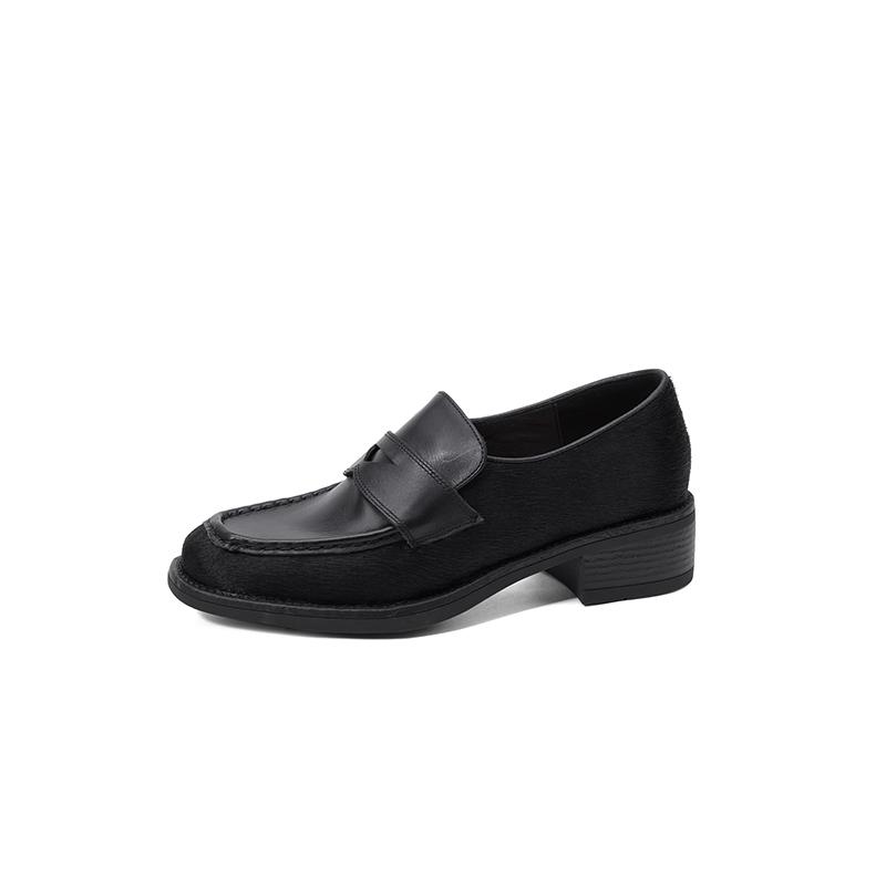 Fashion New Spring/autumn Genuine Leather Women Shoes Round Toe Loafers Shoes for Women Fashion Leopard Print Women Pumps Chunky Heel