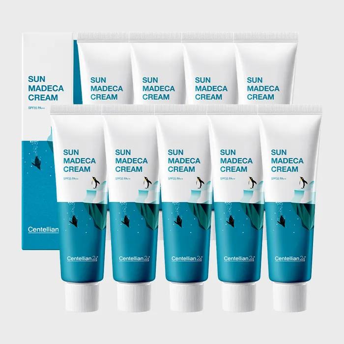 Dongkook Pharmaceutical Centellian 24 Sun Madeca Cream 50ml 9ea Cooling UV Protection Sun Cream Moisturizing Soothing Ice Tech Photoaging Bottle Grass