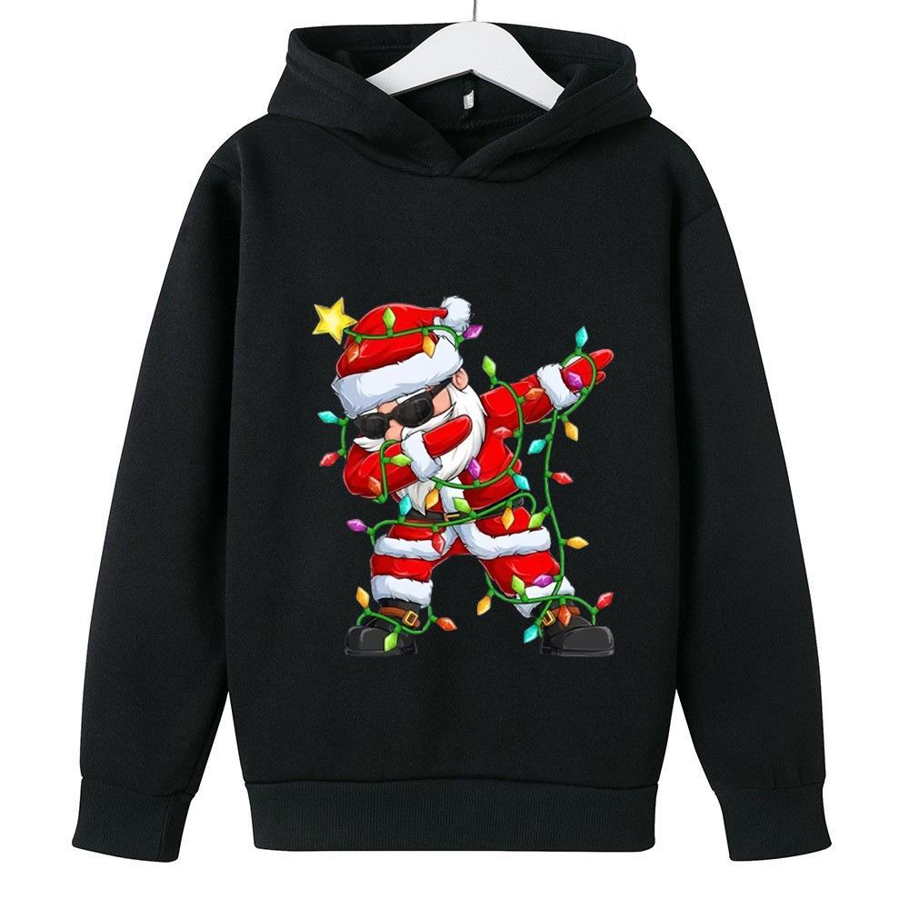 Autumn Winter Santa Claus Children's Fashion Cartoon Printed Hoodie Warm Comfortable Casual Daily Hoodie