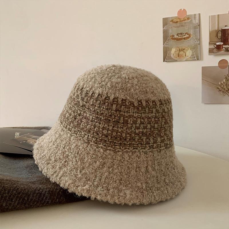 Bucket Hat Damen Herbst Winter Großer Kopfumfang Farbe Warm Fischerhut Passend Premium-Feeling Baumwolle Outdoor