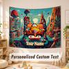 Custom Name Text Tapestry,Garfield Boho Wall Hanging, Decorative Backdrop Tapestry For Room