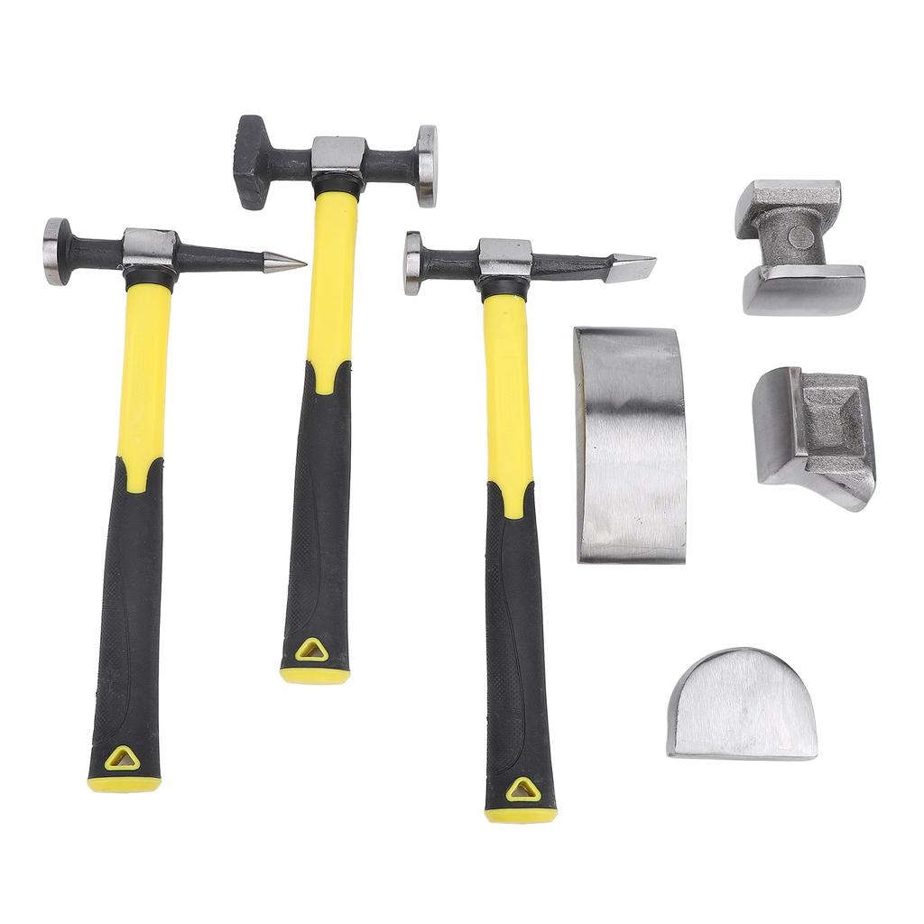 7PCS Auto Body Repair Kit Carbon Steel Heavy Duty Auto Body Hammer and Dolly Set Dent Repair Tools w