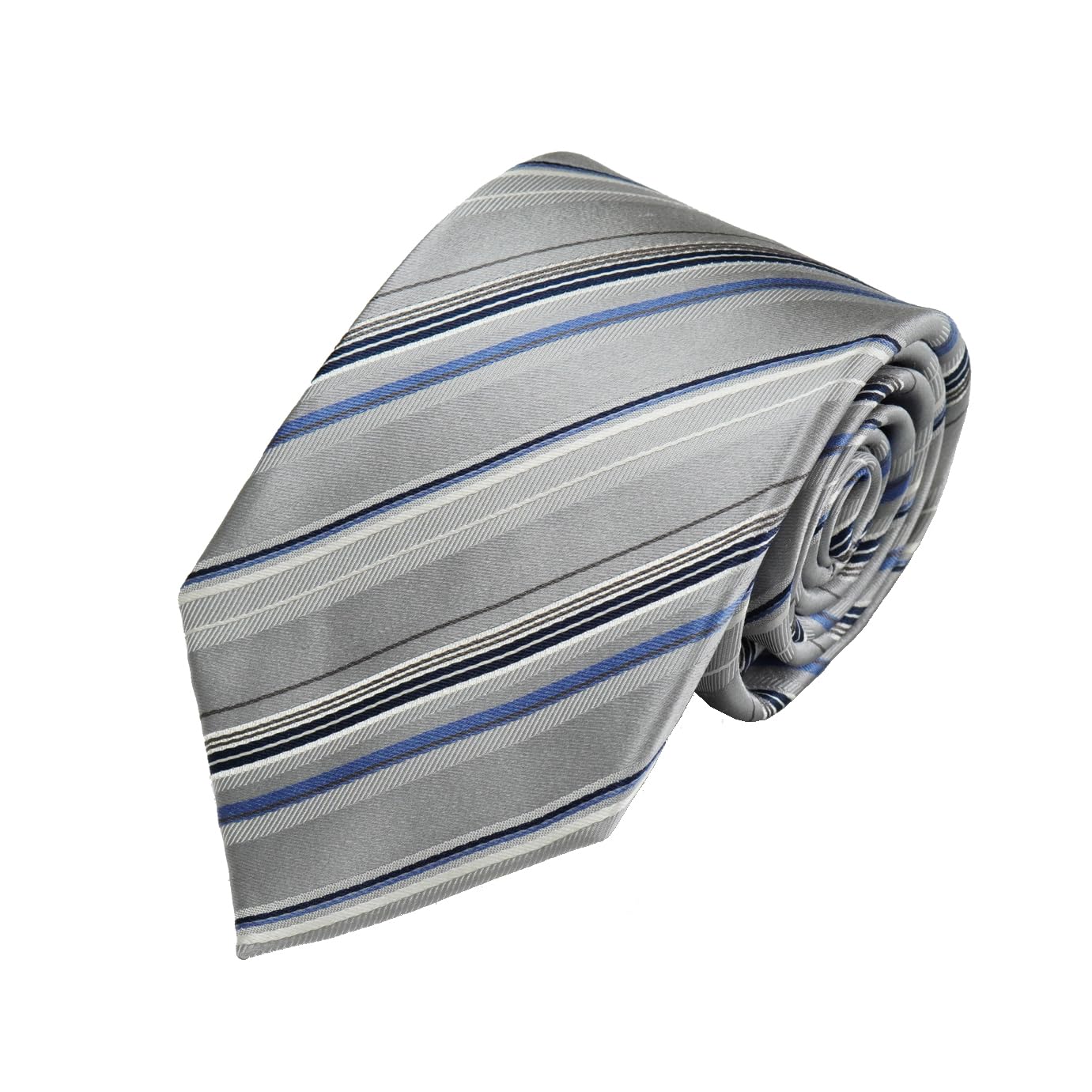 [New Yorker Blue] Striped (Multi-stripe) Necktie NB881615 Silver, One Size Fits All, Business Suit Style, Gift