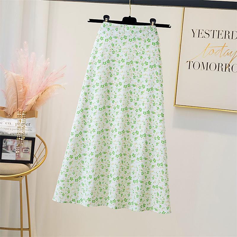 Цветочная юбка миди для женщин на лето с высокой талией А-силуэта, модная шифоновая юбка, универсальная S