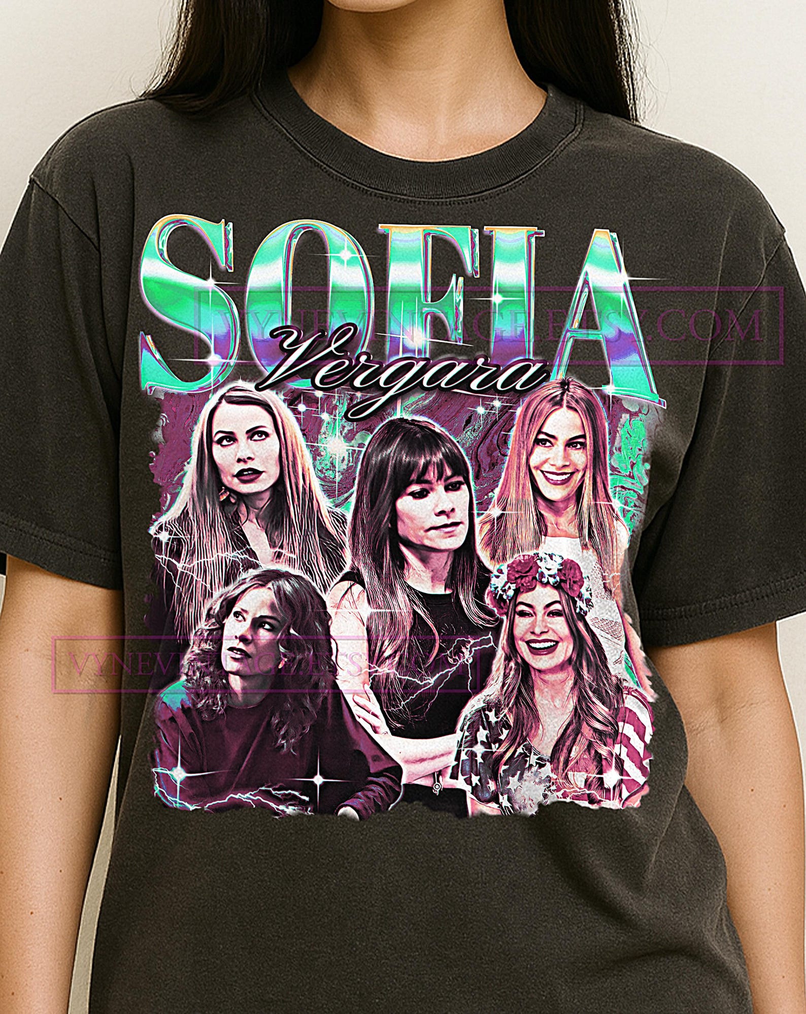 Sofia Vergara Shirt, 90s Vintage Retro Bootleg Sofia Vergara T-Shirt, TV Comedy Star Tee, Hollywood Actress Fan Apparel L