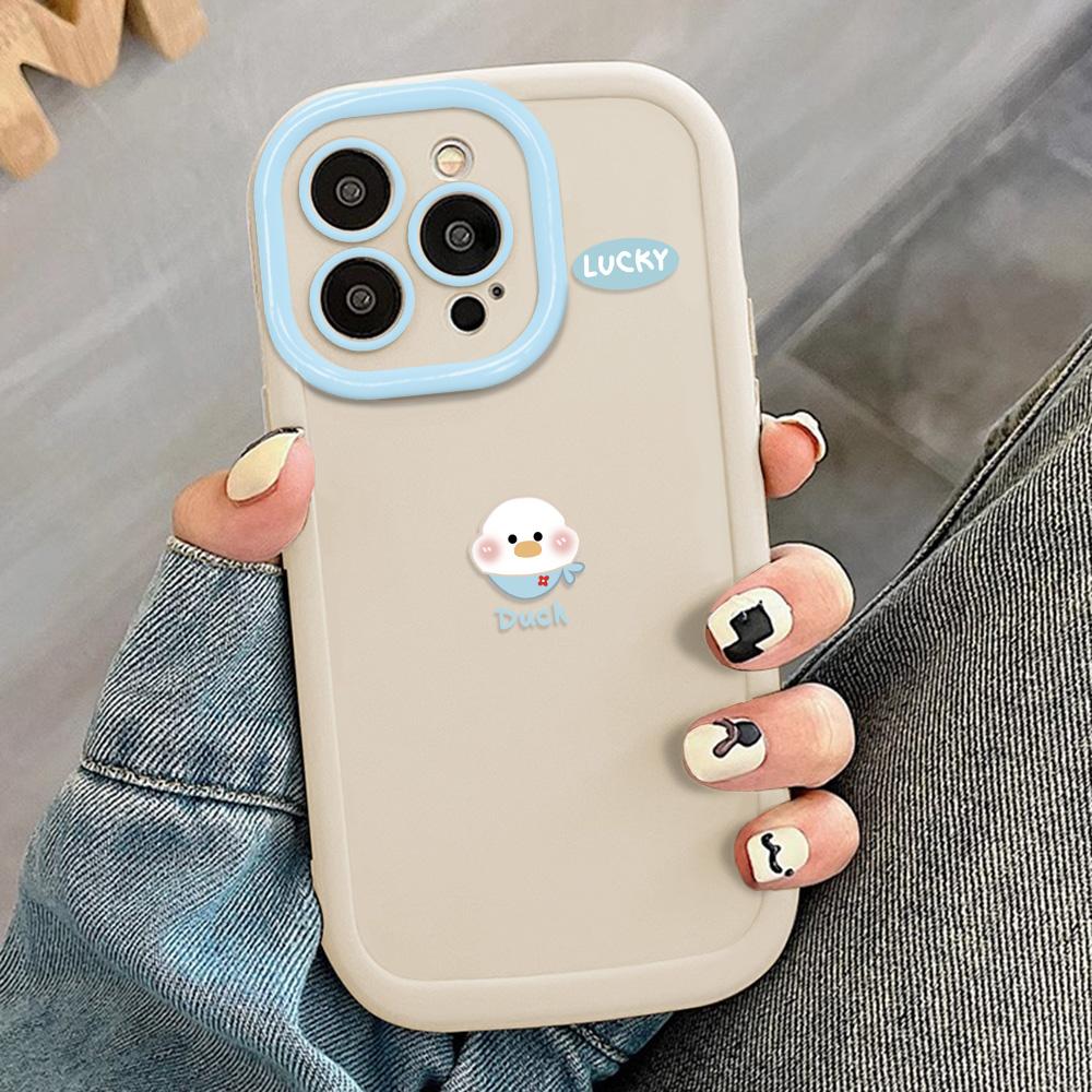 Cute Cartoon Duck Phone Case For iPhone 15 Pro Max Case for iPhone 11 13 16 12 14 Pro Max 7 8 XR X XS SE Shockproof Soft Cover